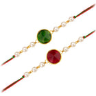Peora Crystal & Pearl Link Thread Rakhi