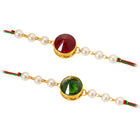 Peora Crystal & Pearl Link Thread Rakhi