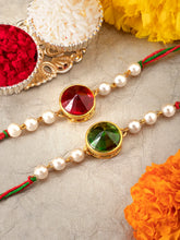 Peora Crystal & Pearl Link Thread Rakhi