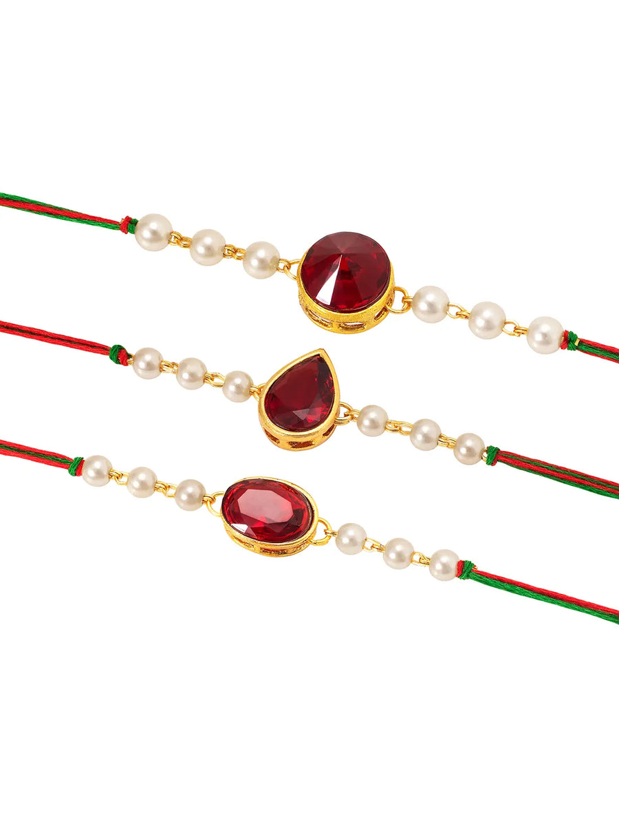 Peora Pearl Shine & Crystal Charm Rakhis