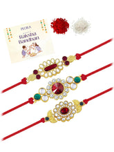 Peora Royal KundanMotif Rakhi Set of 3