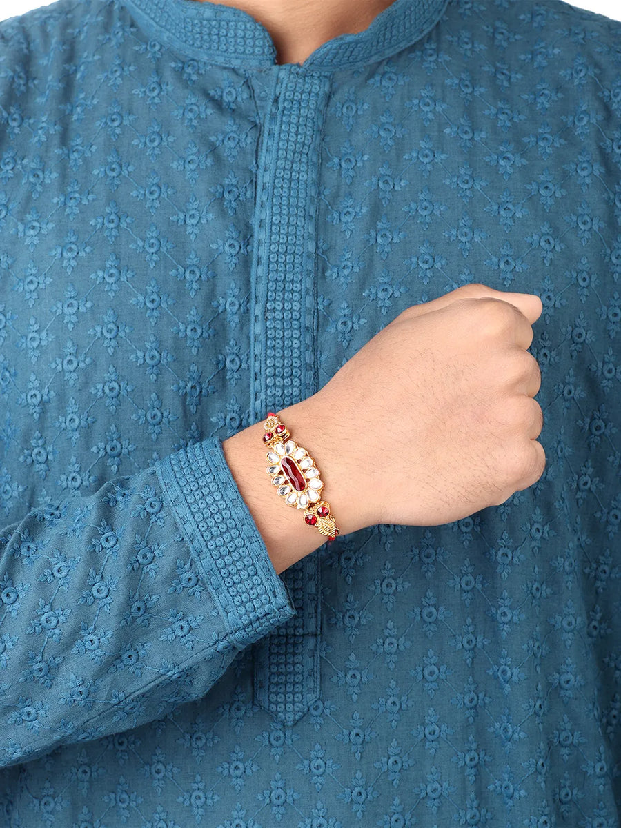 Peora Royal KundanMotif Rakhi Set of 3