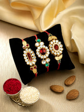 Peora Royal KundanMotif Rakhi Set of 3