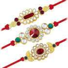 Peora Royal KundanMotif Rakhi Set of 3
