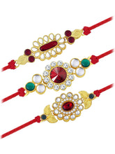 Peora Royal KundanMotif Rakhi Set of 3