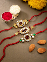 Peora Royal KundanMotif Rakhi Set of 3