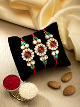 Peora Triple Kundan Round Rakhi Set