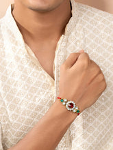 Peora Triple Kundan Round Rakhi Set