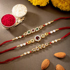 Peora Handcrafted Pearl Crystal Rakhi Set