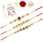 Peora Handcrafted Pearl Crystal Rakhi Set