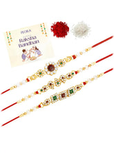 Peora Handcrafted Pearl Crystal Rakhi Set