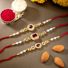 Peora Sparkling Crystal Pearl Rakhi Thread Set