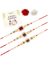 Peora Sparkling Crystal Pearl Rakhi Thread Set