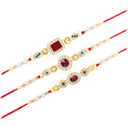 Peora Sparkling Crystal Pearl Rakhi Thread Set
