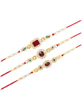 Peora Sparkling Crystal Pearl Rakhi Thread Set