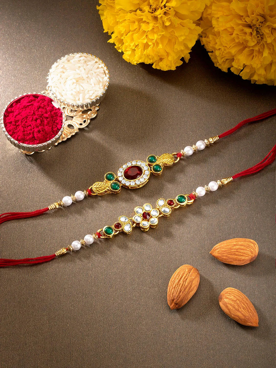 Peora Radiant Rakhi with Pearls & Stones