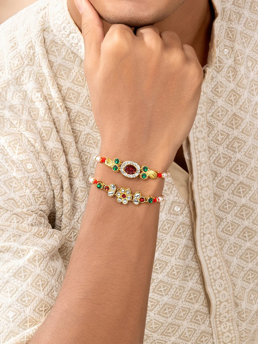 Peora Radiant Rakhi with Pearls & Stones