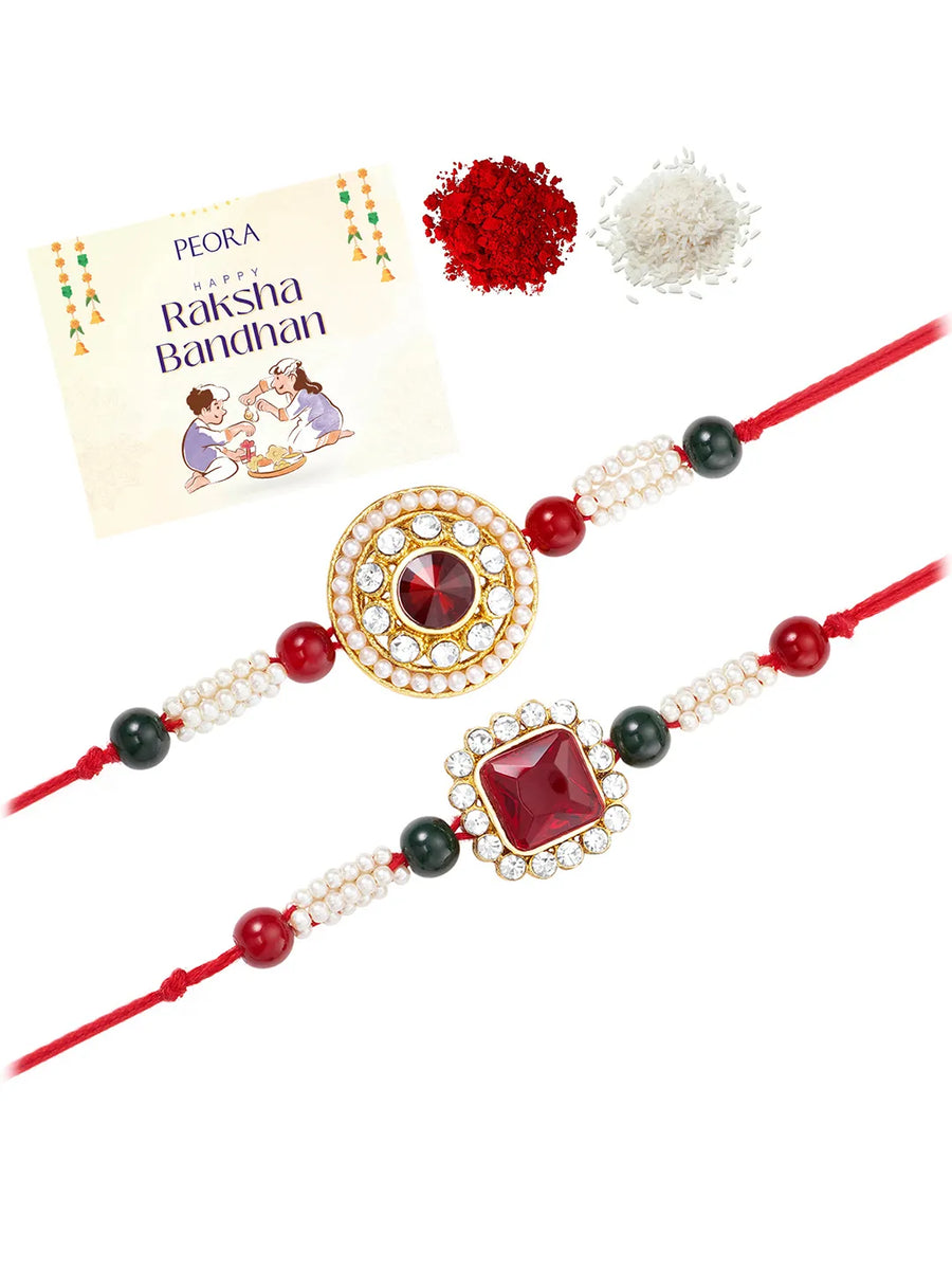 Peora Embellished Beads & Crystal Bhai Rakhi