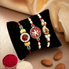 Peora Kundan Work Rakhi Trio with Kundan & Pearl