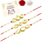 Peora Graceful Kundan Set of 3 Pearl Rakhi