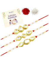 Peora Graceful Kundan Set of 3 Pearl Rakhi