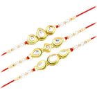 Peora Graceful Kundan Set of 3 Pearl Rakhi