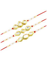 Peora Graceful Kundan Set of 3 Pearl Rakhi