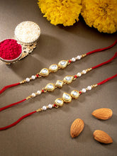 Peora Graceful Kundan Set of 3 Pearl Rakhi