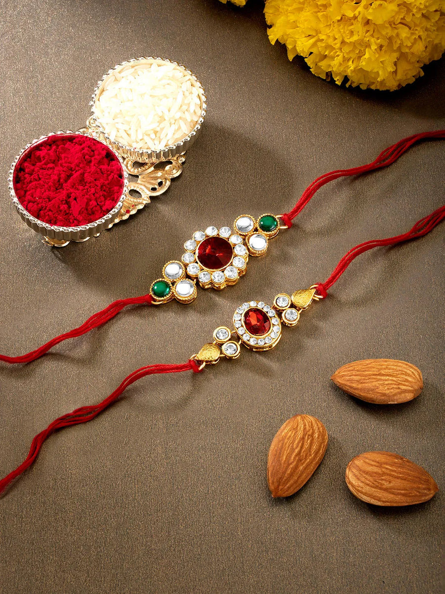Peora Gem Glow Rakhi Set with Kundan Art