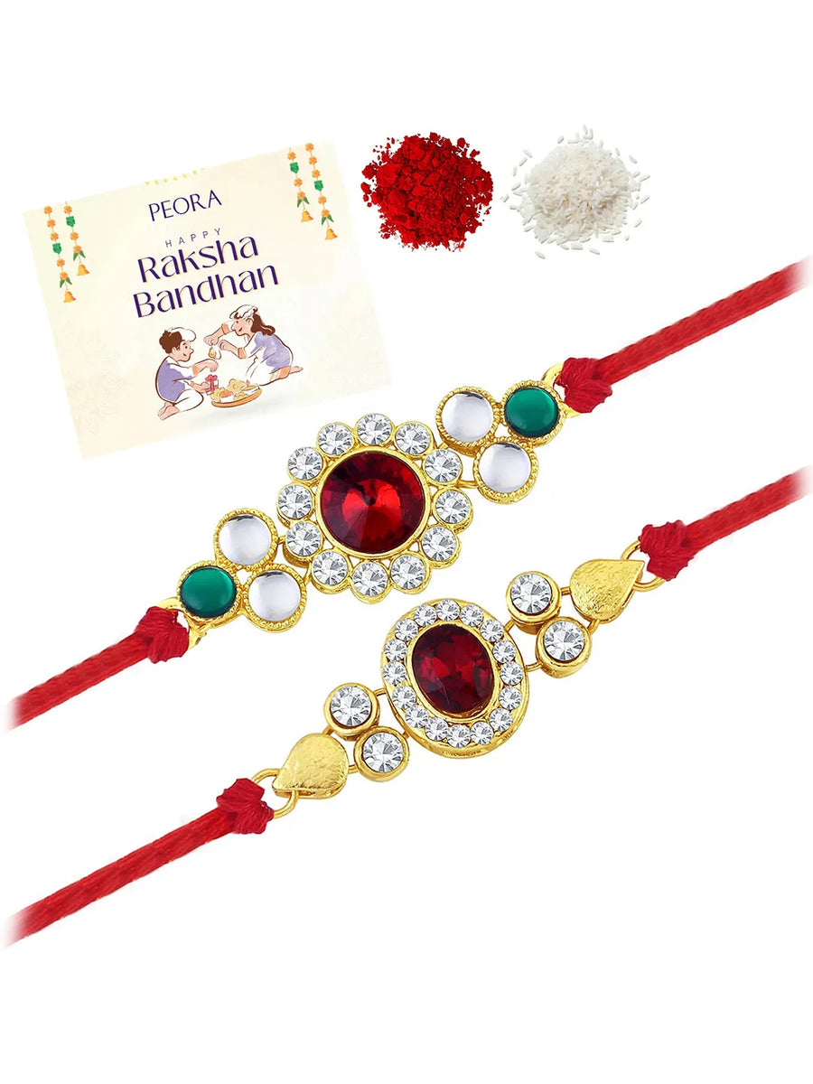 Peora Gem Glow Rakhi Set with Kundan Art