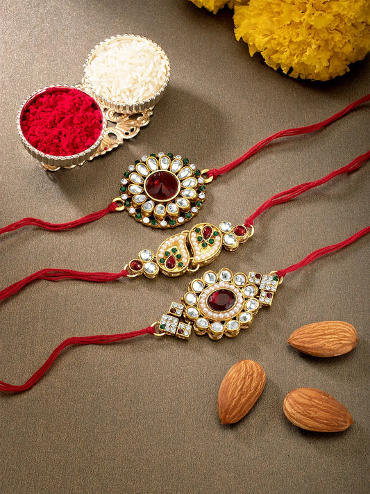 Peora Crystal Touch Kundan Thread Rakhi