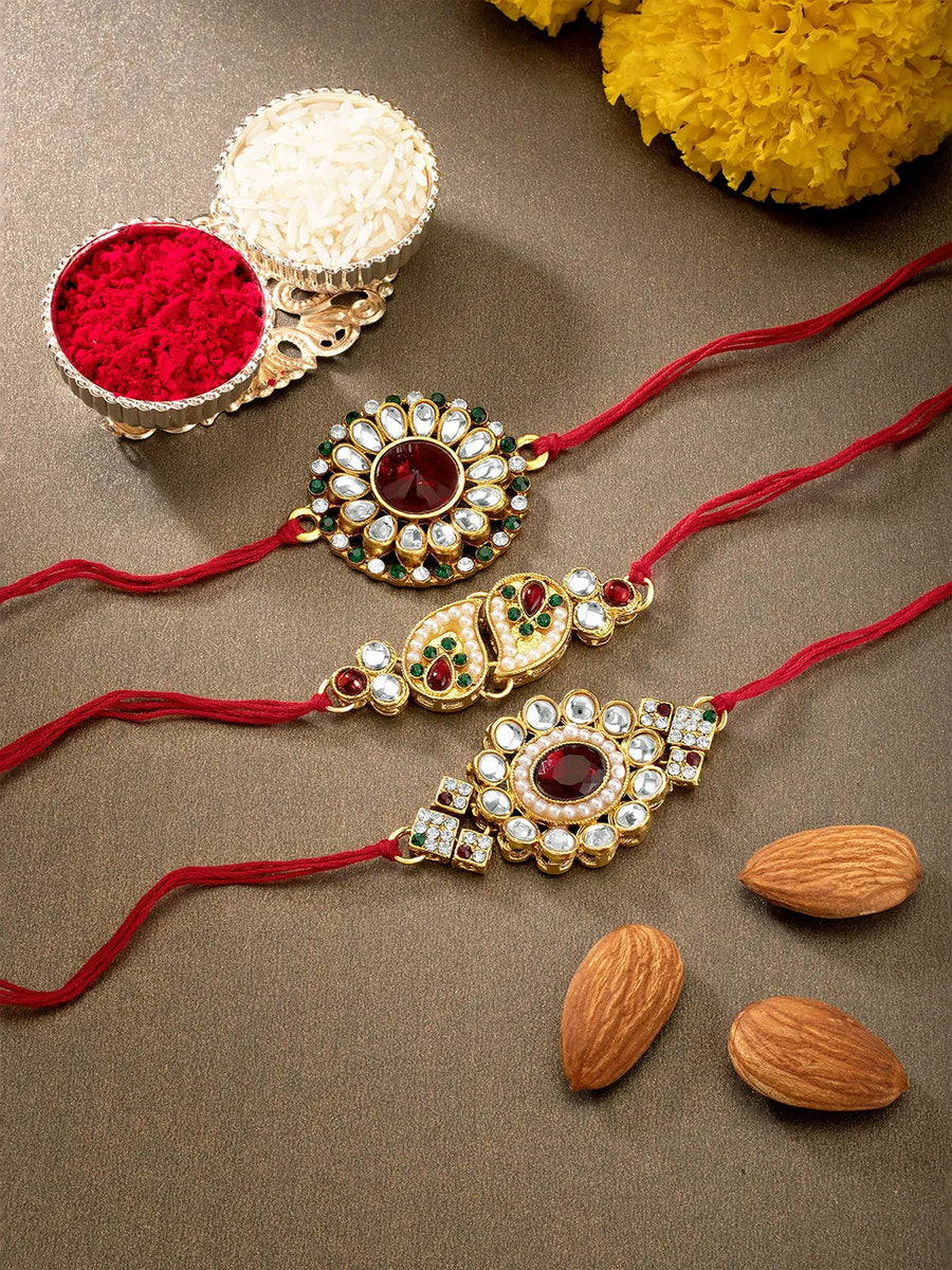 Peora Crystal Touch Kundan Thread Rakhi