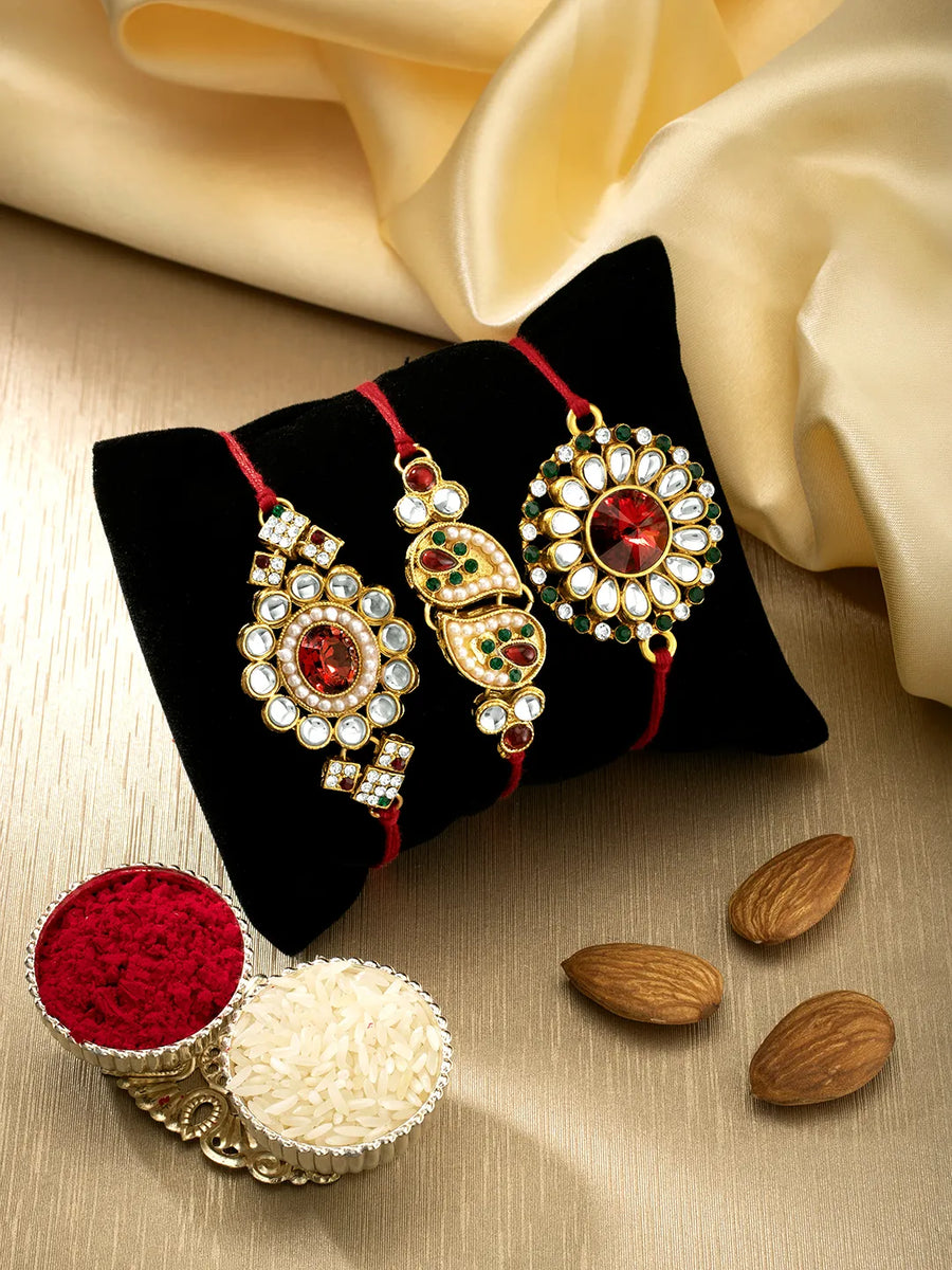 Peora Crystal Touch Kundan Thread Rakhi