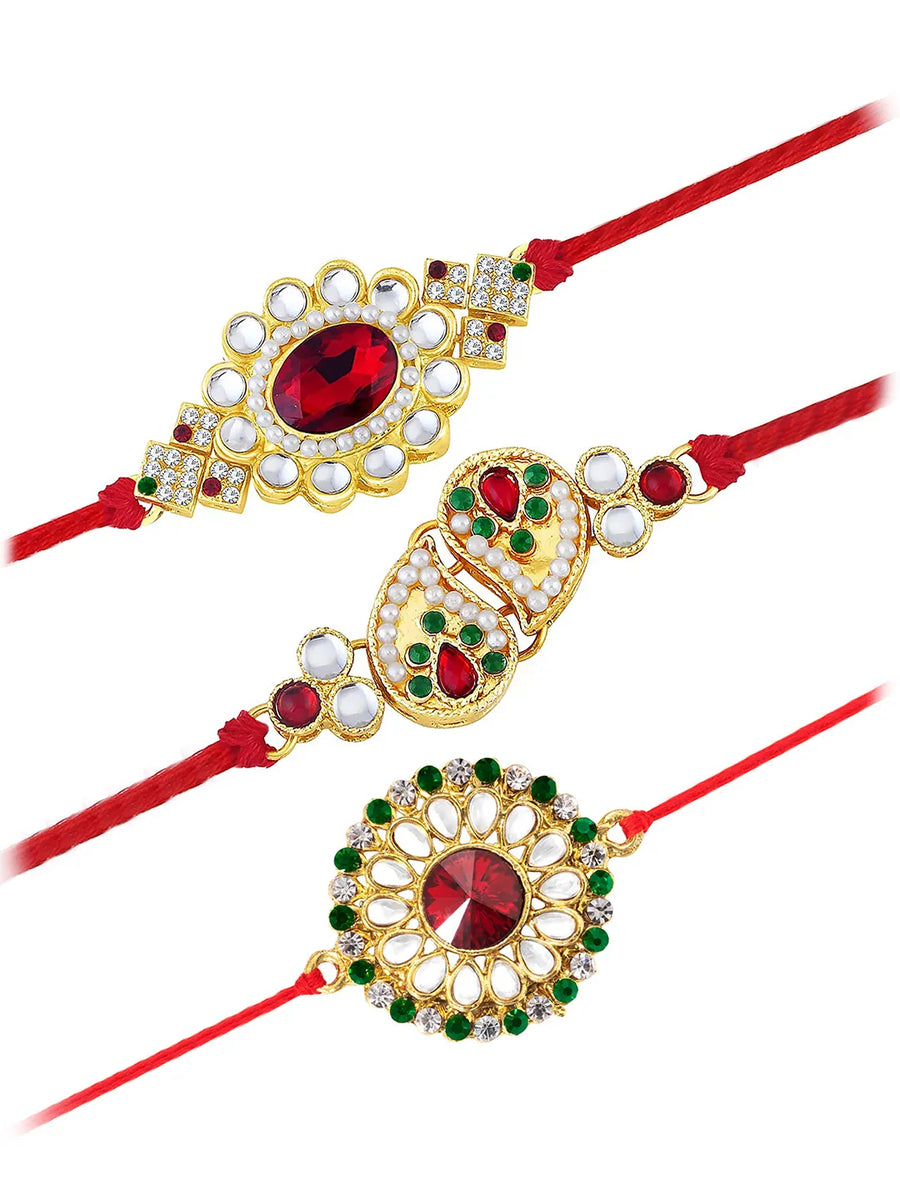 Peora Crystal Touch Kundan Thread Rakhi