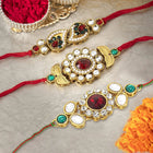 Peora Glorious Crystal Kundan Rakhi Combo