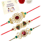 Peora Glorious Crystal Kundan Rakhi Combo