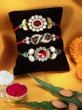 Peora Glorious Crystal Kundan Rakhi Combo