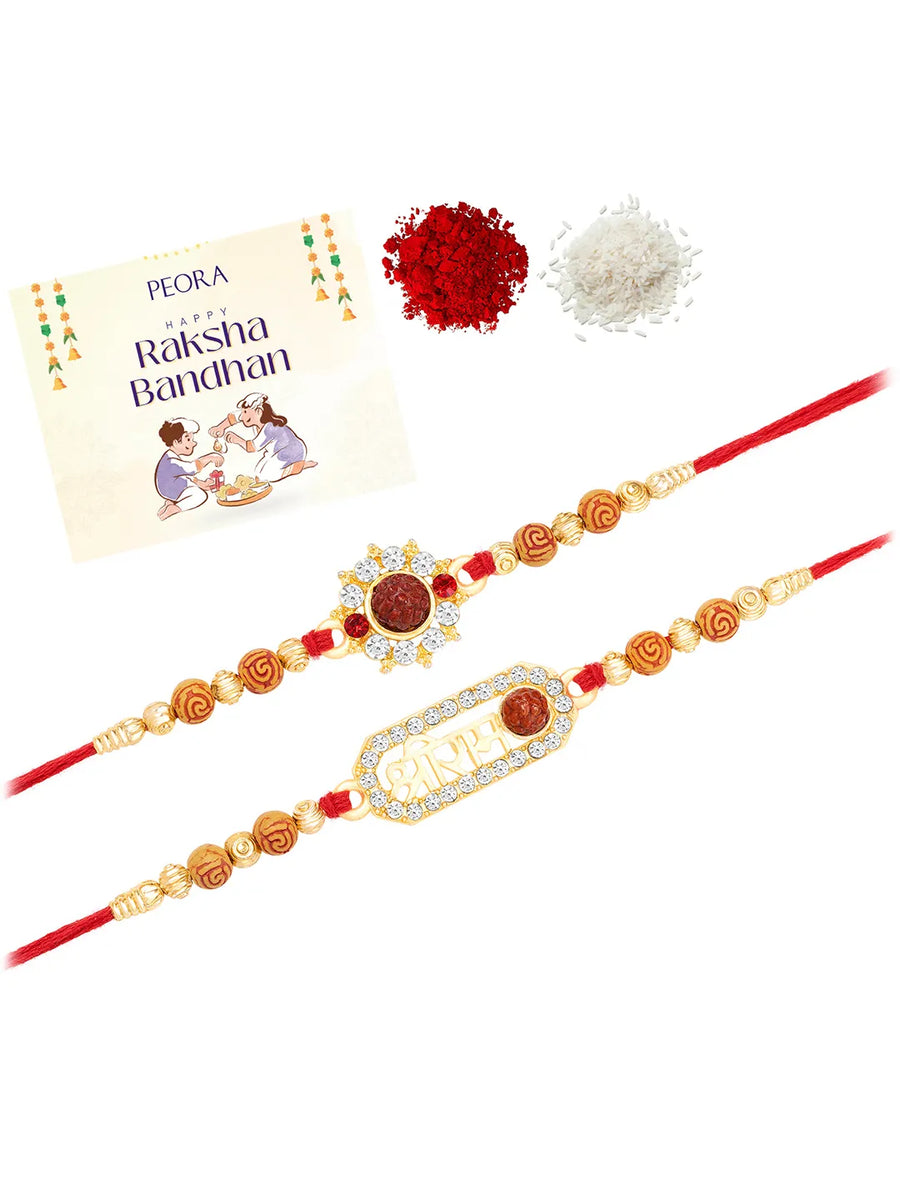 Twin CZ Rakhi Set with Devotional Touch