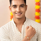 Twin CZ Rakhi Set with Devotional Touch