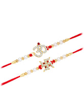 Swastik Om Rakhi with Beads & CZ