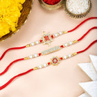 Triple Rakhi Set with Sparkling CZ