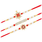 Triple Rakhi Set with Sparkling CZ