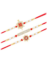 Triple Rakhi Set with Sparkling CZ