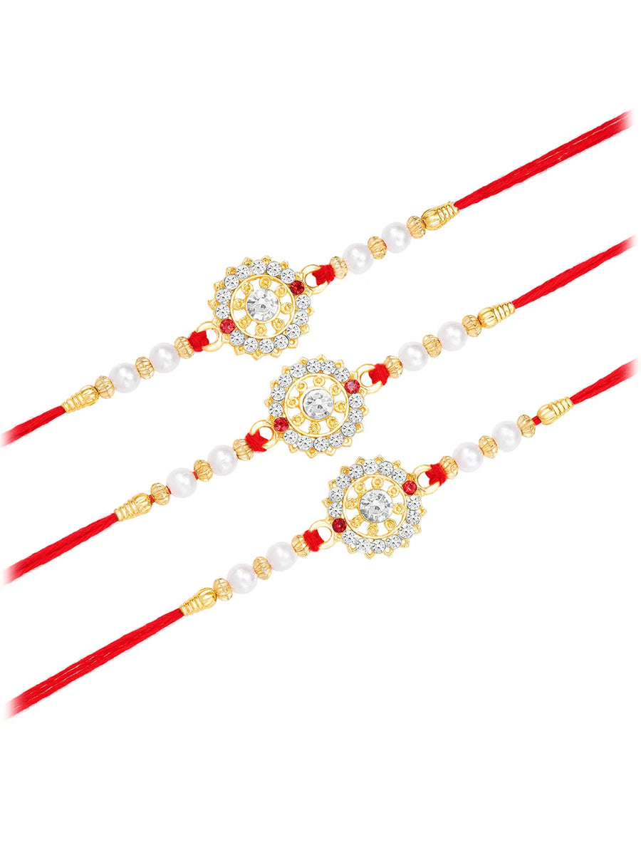 CZ Pearl Studded Chakra Rakhi Combo