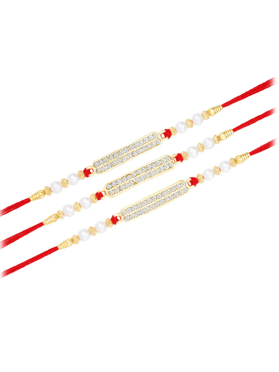 CZ & Pearl Embellished Rakhi Set