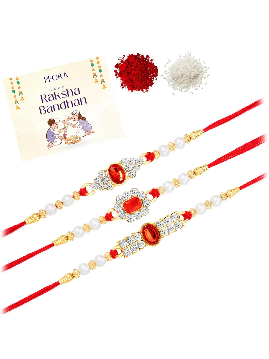 Shimmering Crystal Beads Rakhi Set