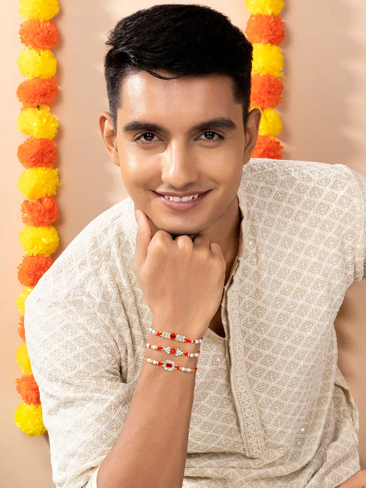 Shimmering Crystal Beads Rakhi Set