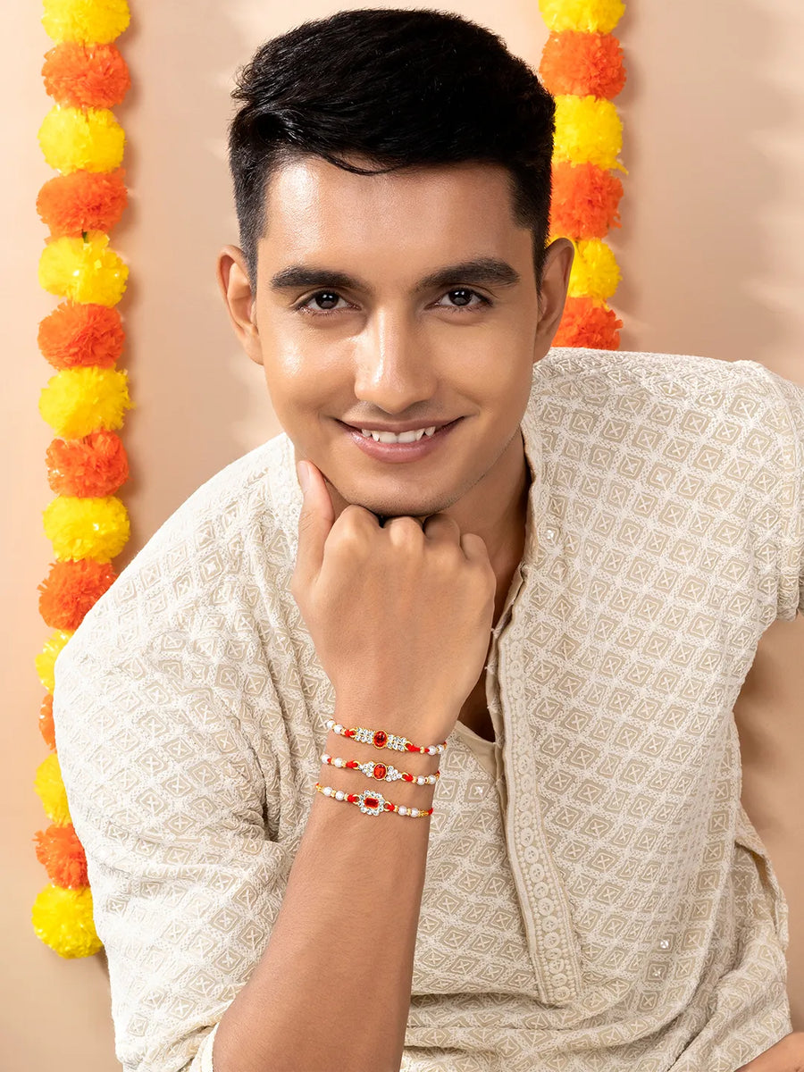Shimmering Crystal Beads Rakhi Set