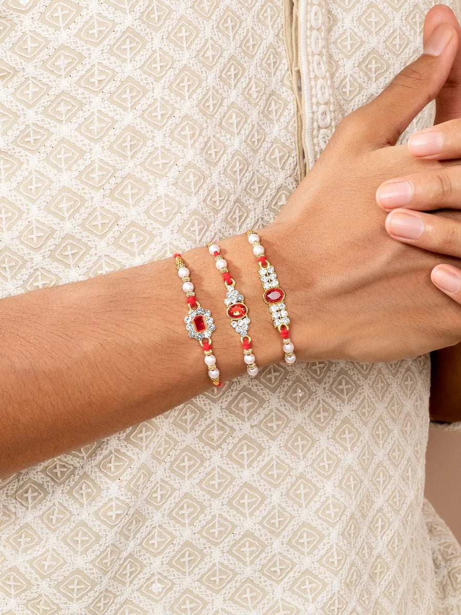 Shimmering Crystal Beads Rakhi Set
