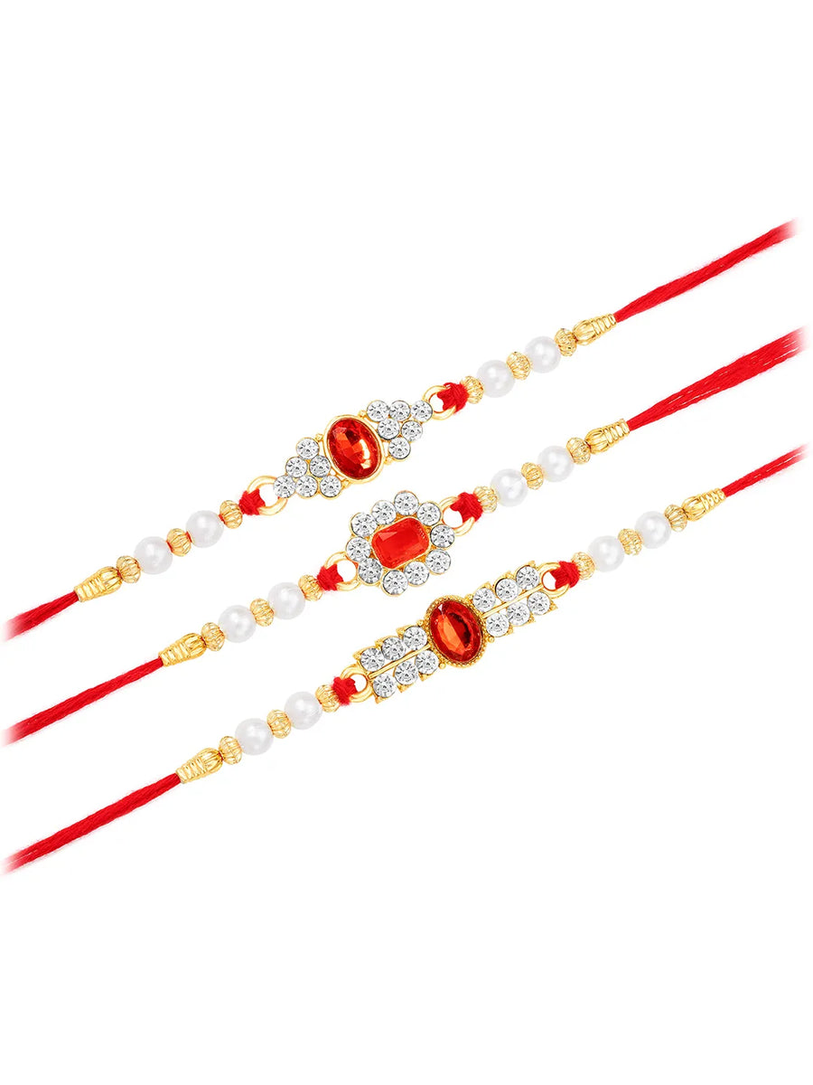 Shimmering Crystal Beads Rakhi Set